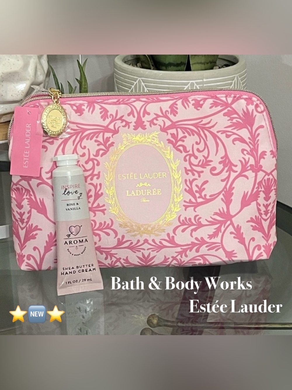 Exclusive Estee Lauder Laduree Bag w/Bath & Body Rose & Vanilla Lotion 🌿🆕🌿